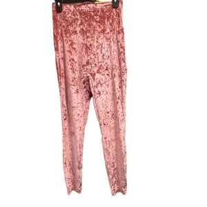 Yitty Plusshy High Waist Shaping Leggings Size Large Pink Velour Velvet